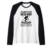 Roller Derby is for Smart People Funny Roller Derby Player Raglan Baseball Tee