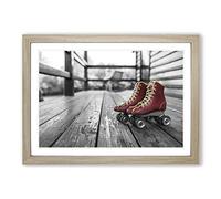 Roller Derby Skates Boots Framed Print | A2 Oak Framed Wall Art | Ready to Hang | Modern Nature Picture | Living Room Bedroom Lounge Office