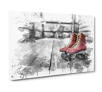 Roller Derby Skates Boots V3 Canvas Print | Gallery Wrapped 30mm Frame Wall Art | 20x14 inches | Ready to Hang | Modern Picture | Living Room Bedroom Lounge Office