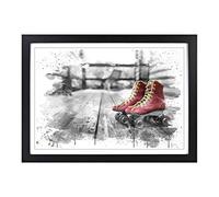 Roller Derby Skates Boots V3 Framed Print | A2 Black Framed Wall Art | Ready to Hang | Modern Nature Picture | Living Room Bedroom Lounge Office