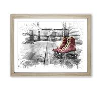 Roller Derby Skates Boots V3 Modern Framed Print | A3 Oak Framed Wall Art | Ready to Hang | Modern Nature Picture | Living Room Bedroom Lounge Office