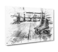 Roller Derby Skates Boots V4 Canvas Print | Gallery Wrapped 30mm Frame Wall Art | 24x16 inches | Ready to Hang | Modern Picture | Living Room Bedroom Lounge Office