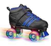 Roller Derby STR Six Lighted Wheel Roller Skates, Black/Blue, Size 11
