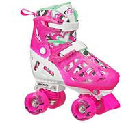 Roller Derby Trac Star Youth Girl's Adjustable Roller Skate White/Pink Size Large (3-6)