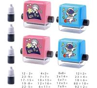 Roller Digital Teaching Stamp, Reusable Calculation Math Educational Toy Stamp, Teaching Math Practice Questions Within 100 for Addition Subtraction Multiplication Division (4pcs)
