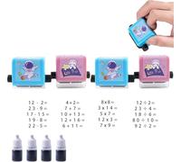 Roller Digital Teaching Stamp - Within 100 Teaching Math Practice Questions, Addition Subtraction Seal Arithmetic Artifact, Reusable Addition and Subtraction Teaching Stamp (Mix 4pcs)