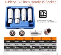 Roller Lock Stud Extractor 4Pcs 1/2 Drive 6-12mm | Internal roller lock, grips smooth studs, no slipping, 6mm to 12mm sizes, 1/2-inch square drive