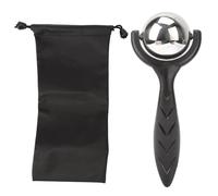 Roller Massage Ball, Stainless Steel Roller Reduce Puffiness Cellulite Roller Handheld Back Roller Cold Warm Compression Temperature Keeper Muscle Relief for Body Neck Shoulder Leg Calf(Black)