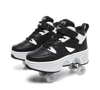 Roller Shoes, Shoes with Wheels Roller Skates Girls Men, Skateboard Shoes Comfortable and Breathable Quad Skates Adjustable,Nero-41