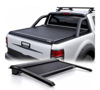 Roller Shutter Tonneau Cover for Ford Ranger Wildtrak 2011-2022, Black | Lockable Aluminium Roll Top Truck Bed Cover for T6 T7 T8 Double Cab, Retractable Manual Load Bed Cover, No Drilling