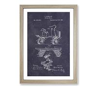 Roller Skate Patent Dark Framed Print | A2 Oak Framed Wall Art | Ready to Hang | Modern Nature Picture | Living Room Bedroom Lounge Office