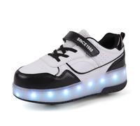 Roller Skate Shoes for Boys and Girls Kids LED Light Up Fashion Sneakers Skating Shoes with Rechargeable and Detachable Wheels The Gift for Party Birthday Christmas Day Black