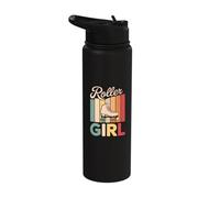 Roller Skater Girl 70s 80s 90s Roller Skates Roller Skating Stainless Steel Insulated Water Bottle