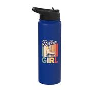 Roller Skater Girl 70s 80s 90s Roller Skates Roller Skating Stainless Steel Insulated Water Bottle