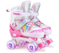 Roller Skates for Kids Adjustable Quad Skates 4 Size Adjustable and light up wheels Roller skates for girls boys. (Medium-Big Kids(UK 1-4))