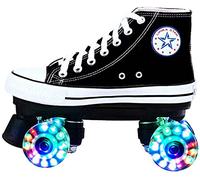 Roller Skates, Woman Man Roller Skating Four People Adult Roller Skating 4 Wheels Children Led Roller Skates, Art Boy Girl Vintage Design,40-Ledblack