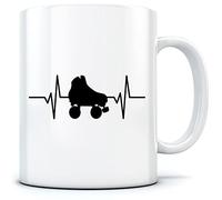 Roller Skating Heartbeat Roller Skate Enthusiast - Mug for Tea Coffee - Sports Hobby Fan One Size White