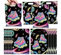 Roller Skating Party Favor Bags - Roller Skate Glow in The Dark Goodie Candy Gift Bags Fluorescent Color Sport Themed Party Supplies for Kids Birthday Baby Shower Wedding
