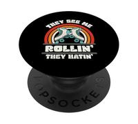 Roller Skating They See Me Rollin' They Hatin' Skater Skate PopSockets Adhesive PopGrip