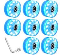 Roller Skating Wheels High Flash Light Double Row Roller Skates Shining Wheels Dry Ice Shining Skating(Blue light x 8pcs)