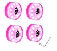 Roller Skating Wheels High Flash Light Double Row Roller Skates Shining Wheels Dry Ice Shining Skating(PINK LIGHT X 4PCS)