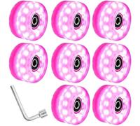 Roller Skating Wheels High Flash Light Double Row Roller Skates Shining Wheels Dry Ice Shining Skating(PINK LIGHT X 8PCS)