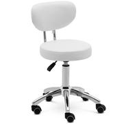 Roller Stool With Backrest 46 60 cm 150 kg White - Rolling Stools by Physa White