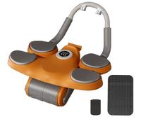 Roller Wheel,1.5M Automatic Rebound Abdominal Wheel with Knee Mat & Timer, Ab Roller Exercise Wheel with Adjustable Elbow Support(Orange)