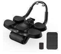 Roller Wheel,1.5M Automatic Rebound Abdominal Wheel with Knee Mat & Timer, Ab Roller Exercise Wheel with Adjustable Elbow Support(Black)