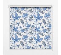 Roller Window Shade 120x140 cm | Blue Butterflies | Light Filtering Semi Blackout | Decorative Printed Blind | Bedroom Kitchen Home Office | Chain Pull Control | Easy Wall Ceiling Mount