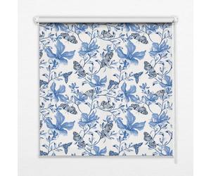 Roller Window Shade 120x140 cm | Blue Butterflies | Light Filtering Semi Blackout | Decorative Printed Blind | Bedroom Kitchen Home Office | Chain Pull Control | Easy Wall Ceiling Mount