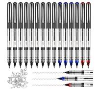 Rollerball Pens,15 Pack 0.5mm Gel Pens black,Quick-Drying Ink Rolling Ball Pens, Black Liquid Ink Pen for Office, Home,School (9 Black, 4 Blue, 2 Red)