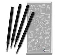 Rollerball Refill Broad 1.0 mm Compatible with Schmidt 888 Pen Refills and Other pens Choose Colour and Quantity with Tinte ink Envelope (Black, 4)