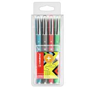 Rollerball - STABILO worker+ colorful - Wallet of 4 - Assorted Colours Pack of 4