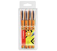 Rollerball - STABILO worker+ Fine - Wallet of 4 - Assorted Colours Fine green, r