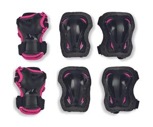 Rollerblade Girls' Skate Gear Junior 3 Pack Protective, Black/Pink, XXS