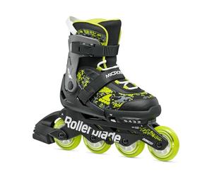 Rollerblade Microblade SL Children's Unisex Inline Skates, Fitness Inline Skates, Black/Lime, 33-36.5