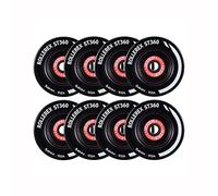 Rollerex ST360 92A Roller Skate Wheels (8-Pack w/Bearings, Spacers and Washers) (Color Options) - Indoor Outdoor - Use for Quad Skate Wheel Replacement (Steel Black)