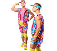 Rollerskate Ken Adult Costume Official Barbie Fancy Dress Outfit Mens Neon 80s 9
