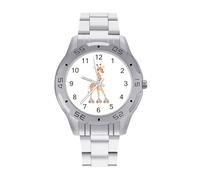 Rollerskating Giraffe Business Watch for Men Metal Band Watches Casual Gift Three-Hand Wrist Watch for Boyfriend Father