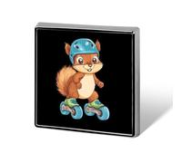 Rollerskating Squirrel Funny Lapel Pins Square Brooch Tie Suit Dress Accessories for Men Women Wedding Birthday