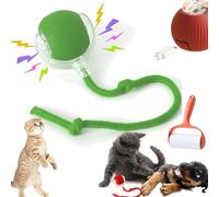 Rollie Pet Toy, Rollie Pet Cat Toy, Interactive Cat Toy for Indoor Cats, Smart Interactive Pet Toy Ball, USB Rechargeable Automatic Rolling Pet Ball for Dogs and Cats (Green, Without wake)