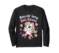 Rollin' Into 2nd Grade Unicorn Kawaii Back to School Long Sleeve T-Shirt