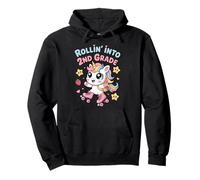 Rollin' Into 2nd Grade Unicorn Kawaii Back to School Pullover Hoodie