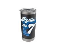 Rollin' Into 7 Roller Skating Birthday 7th Boy Kids Skate Stainless Steel Insulated Tumbler