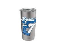 Rollin' Into 7 Roller Skating Birthday 7th Boy Kids Skate Stainless Steel Insulated Tumbler