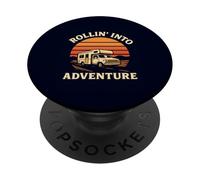 Rollin' Into Adventure Camper Motorhome Road Trip Camping PopSockets Adhesive PopGrip