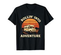 Rollin' Into Adventure Camper Motorhome Road Trip Camping T-Shirt