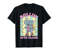 Rollin' Into Class Elephant Back to School Skater Value Graphic T-Shirt, Men, Black, L