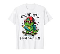 Rollin' Into Kindergarten T-Rex Skateboarding Back to School T-Shirt